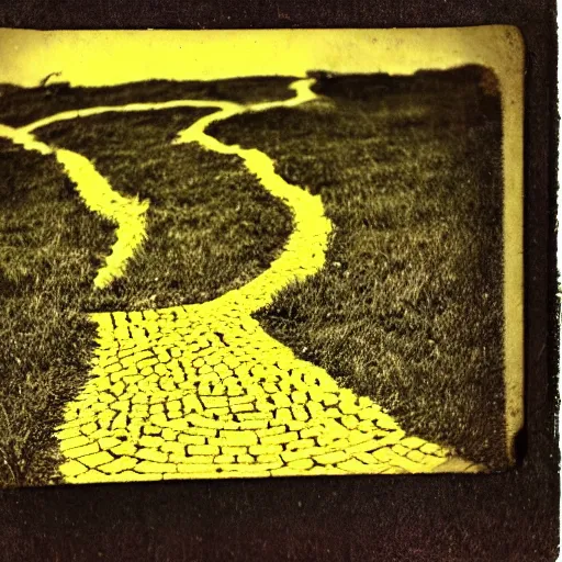 Image similar to tintype photo of the yellow brick road