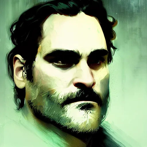 Image similar to joaquin phoenix, hyperrealistic portrait, bladerunner street, art of elysium by jeremy mann and alphonse mucha, fantasy art, photo realistic, dynamic lighting, artstation, poster, volumetric lighting, very detailed face, 4 k, award winning