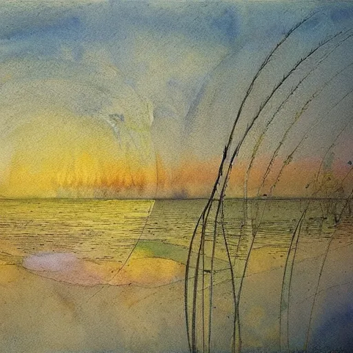 Prompt: Dreams of summer, watercolour painting by Mikalojus Konstantinas Čiurlionis