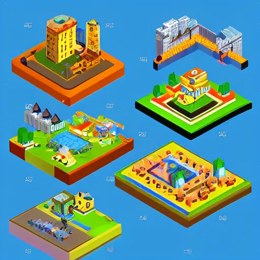 Prompt: isometric video game world