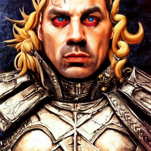 Image similar to Till Lindemann as chaos marine. epic game portrait. Highly detailed, highly recommended. fantasy art by Botticelli