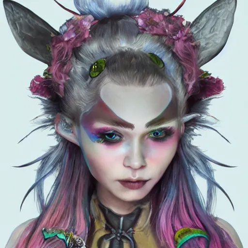 Image similar to grimes as a highly detailed game fairy character, trending on artstation, concept matte
