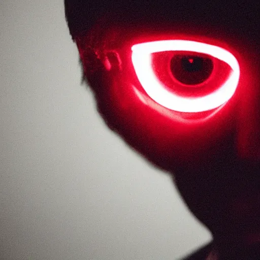 Image similar to a man with red glowing eyes