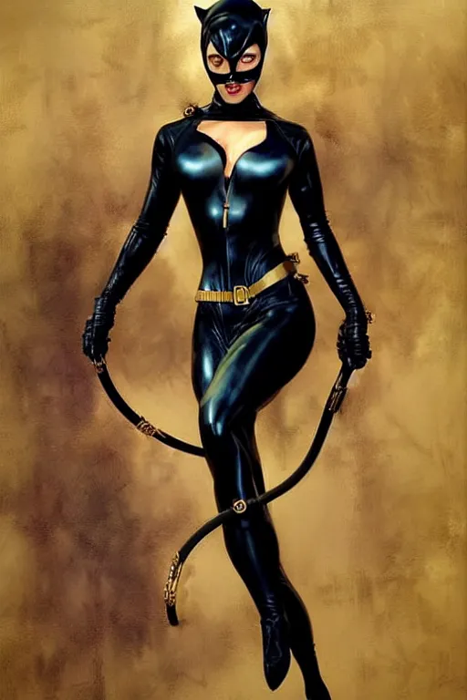 Image similar to aeon flux as catwoman picture by Greg Rutkowski, dynamic pose, flawless, matte painting, intricate, fantasy concept art, elegant, by Stanley Artgerm Lau, WLOP, golden ratio, thomas kindkade, alphonse mucha, loish, Peter chung, norman Rockwell,