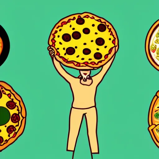 Image similar to A human made of pizza