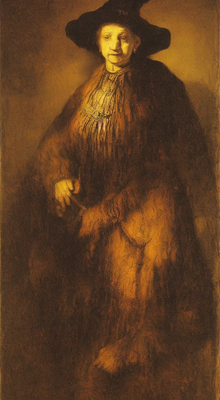 Prompt: portrait of a witch by rembrandt