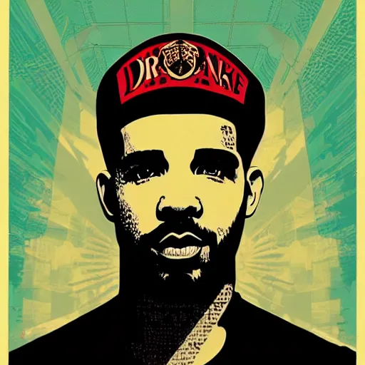 Image similar to Portrait of drake by Shepard Fairey