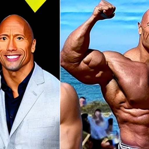 Image similar to photo of Dwayne Johnson no muscle, extremely skinny, anorexia