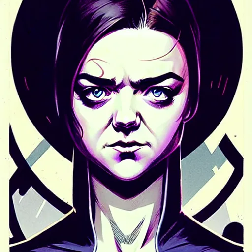 Prompt: rafael albuquerque comic art, peter mohrbacher, steve niles, phil noto, artgerm, pretty maisie williams witch, symmetrical eyes, long blonde hair