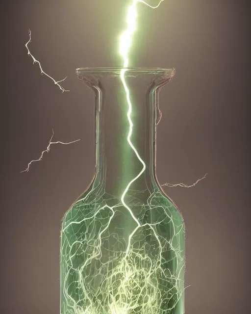 Prompt: a lighting storm inside a glass bottle, 3 d art