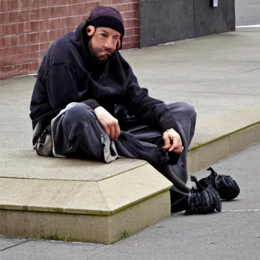 Image similar to andrew tate homeless