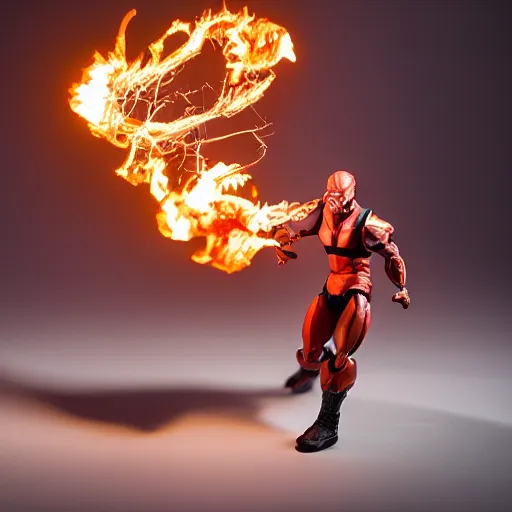 Image similar to gon freecs making a fireball, action figure, studio lighting, product shoot