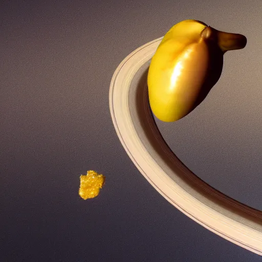 Image similar to a realistic photo of a hungry banana eyes and mouth eating a pickle on Saturn, realistic, 3D render, 8k,