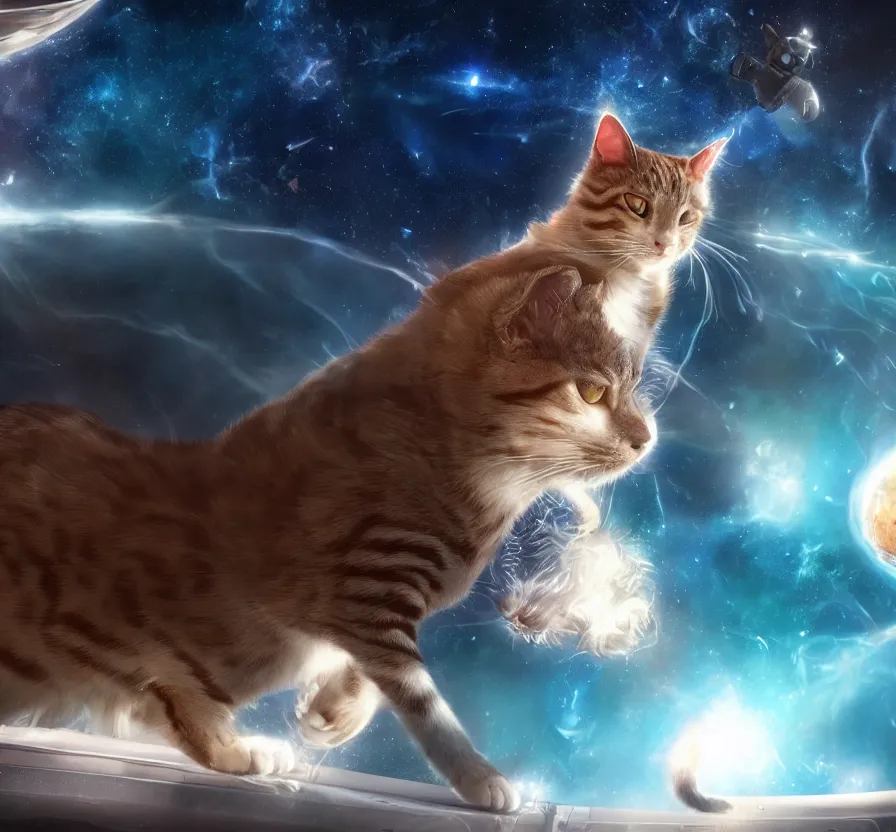 Prompt: spiritual cat in space, ue 5, ue 6, unreal engine 5, cinematic 4 k wallpaper, 8 k, ultra detailed, by popular digital artist, beautiful image, resolution, artstation