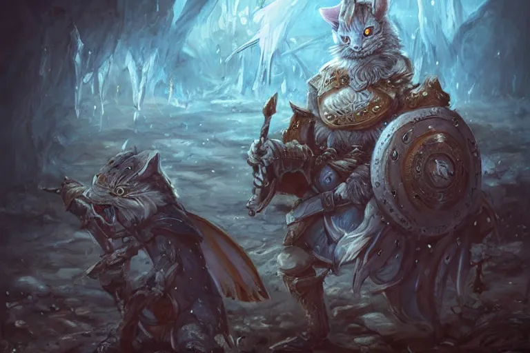 Image similar to dungeons and dragons fantasy painting, close order phalanx of mice spartans, 3 0 0, whimsical and cute, determined expressions, watery blue eyes, anime inspired, white fur, tufty whiskers, steel blades, dawn lighting, at thermopolae by anato finnstark