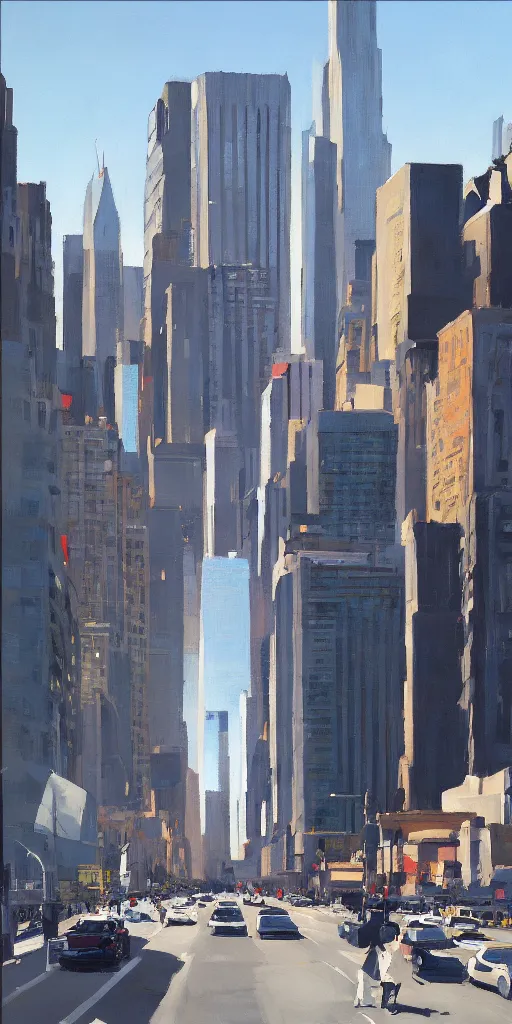 Image similar to city morning ben aronson matte painting