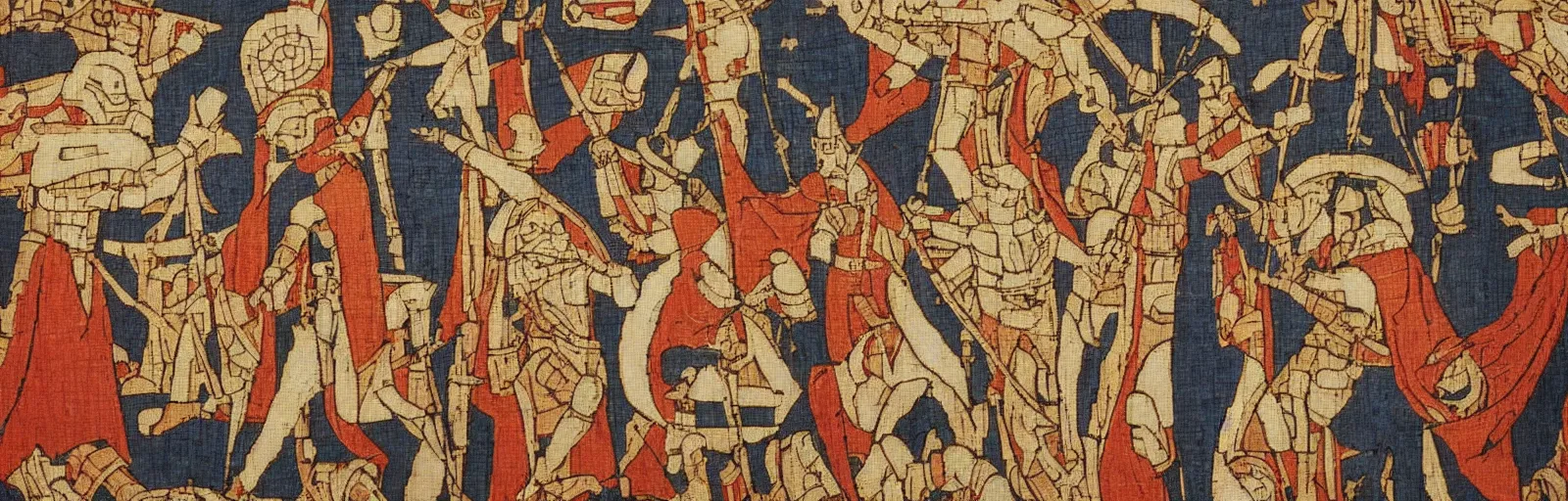 Image similar to a medieval tapestry depicting the star wars saga