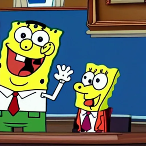 Image similar to SpongeBob being inaugurated as president. Photorealism.