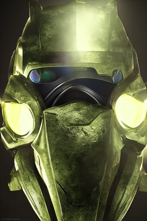 Image similar to robot ninja mask helmet halo master chief radiating a glowing aura global illumination ray tracing hdr fanart arstation by ian pesty and katarzyna da „ bek - chmiel