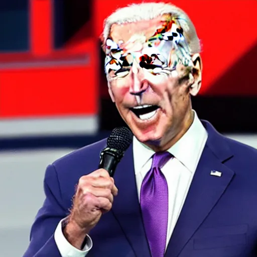 Image similar to joe biden accidentally uses a hot dog as a microphone at presidential debate