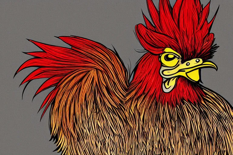 Prompt: illustration of an angry rooster, by willian santiago, intricate, detailed, sharp focus