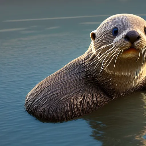 Prompt: portrait of the cutest sea otter ever, fluffy, photorealistic, soft lighting, unreal engine