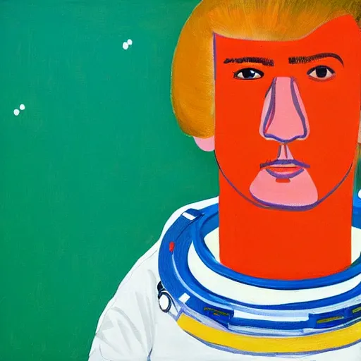 Image similar to Portrait painting of an astronaut by David hockney