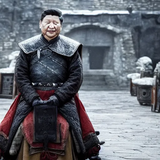 Image similar to xi jinping in game of thrones, cinematic still, hdr