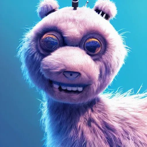 Image similar to furry creature, portrait, micro - organisms, marine microbiology, water bear, robots, electric, fur, soft, concept art, intricate details, highly detailed, photorealistic, disney pixar, octane render, iridescent, anime, 8 k