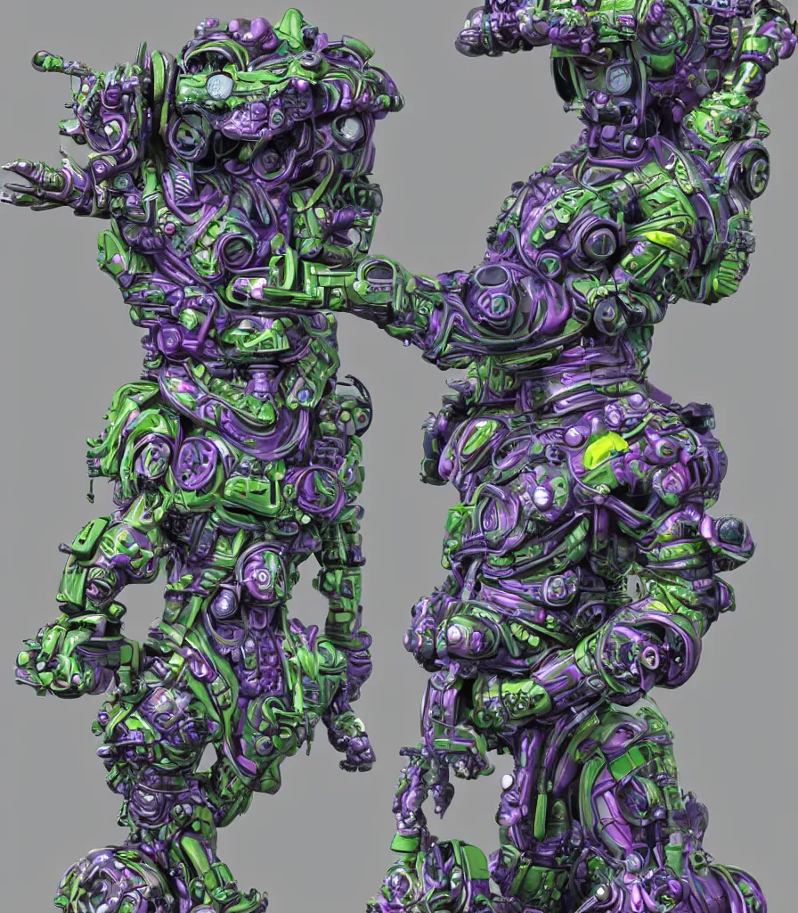 Prompt: hyper-maximalist style overdetailed 3d sculpture of an astrpnaut by clogtwo and ben ridgway inspired by beastwreckstuff chris dyer and jimbo phillips. 3d infused retrofuturist style. Hyperdetailed high resolution. Render by binx.ly in discodiffusion. Dreamlike surreal polished render by machine.delusions. Sharp focus.