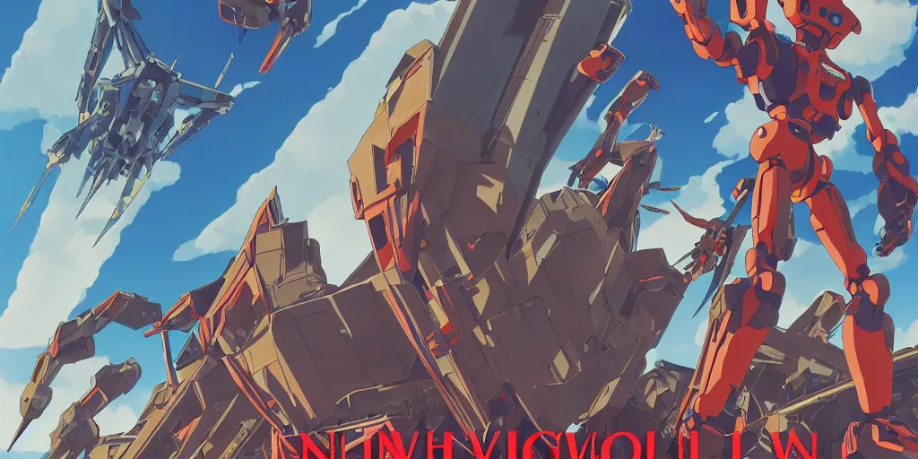 Image similar to Evangelion Movie poster, 3D anime, Arcane Style, Retropunk, Steampunk, high resolution, clock tower inside iron and machines, side scrolling, Rule of Thirds, 4K, Retrofuturism, Studio Ghibli, Simon Stålenhag