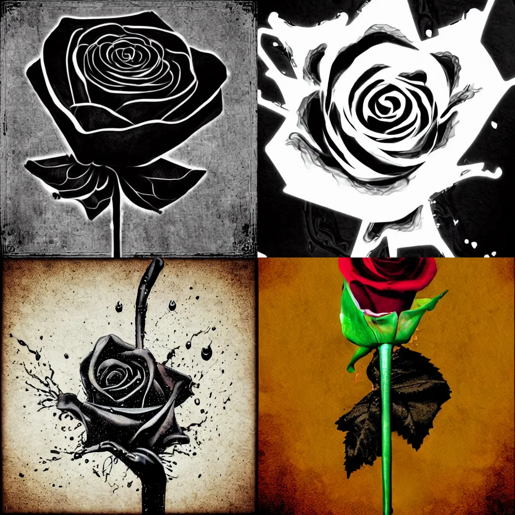 Prompt: While a black rose is held, it drips acid as a harmless visual effect. digital artwork