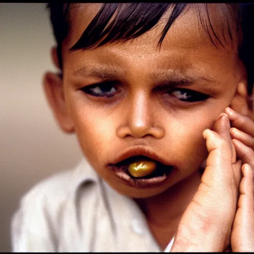 Image similar to closeup portrait of a small light brown licking its nose, natural light, sharp, detailed face, magazine, press, photo, Steve McCurry, David Lazar, Canon, Nikon, focus