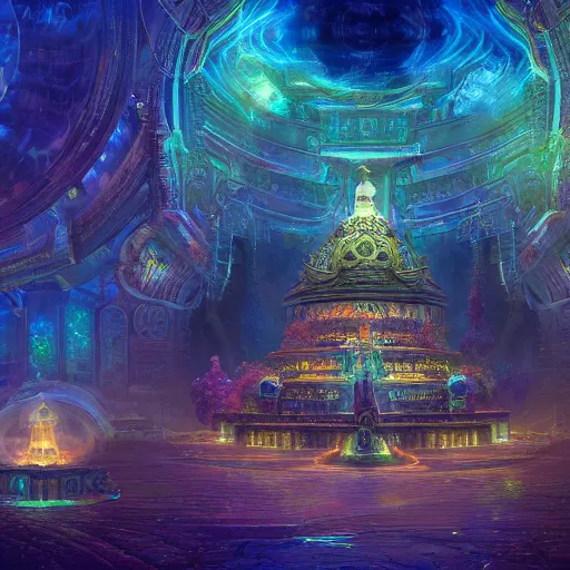 Image similar to a biggest temple of the universe in magical world, dreamy , magical effect, glowing effect, hyperreal, hyperdetailed, 8k, artstation, devianart