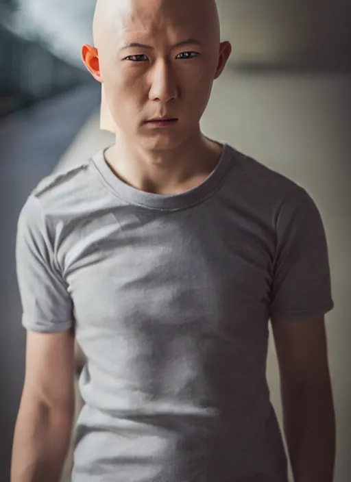 Image similar to A full portrait photo of real-life saitama one punch man, f/22, 35mm, 2700K, lighting, perfect faces, award winning photography.