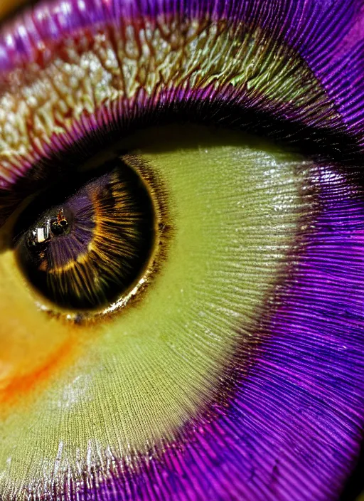 Image similar to montage of thin ringshaped irises, detailed colored textures, eyelashes, advanced art, art styles mix, from wikipedia, wet relections in eyes, sunshine, hd macro photograph, from side, grid o various eye shapes