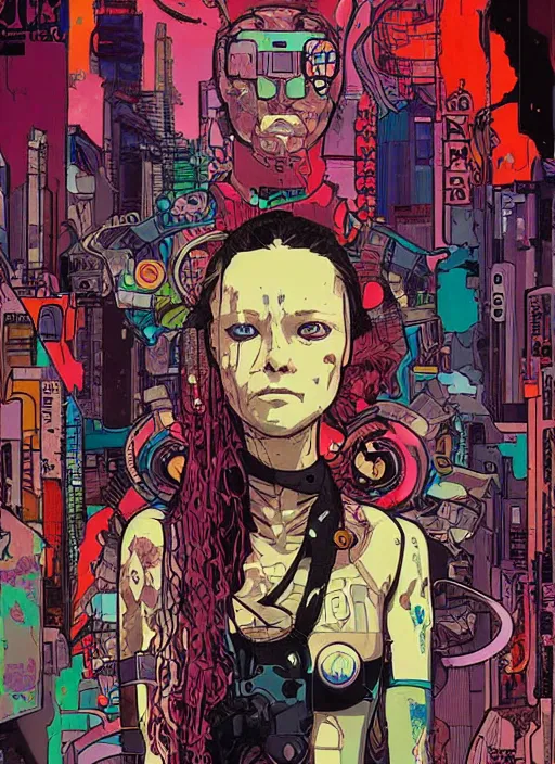 Image similar to cyberpunk cat cyborg portrait illustration, pop art, splash painting, art by geof darrow, ashley wood, alphonse mucha, makoto shinkai