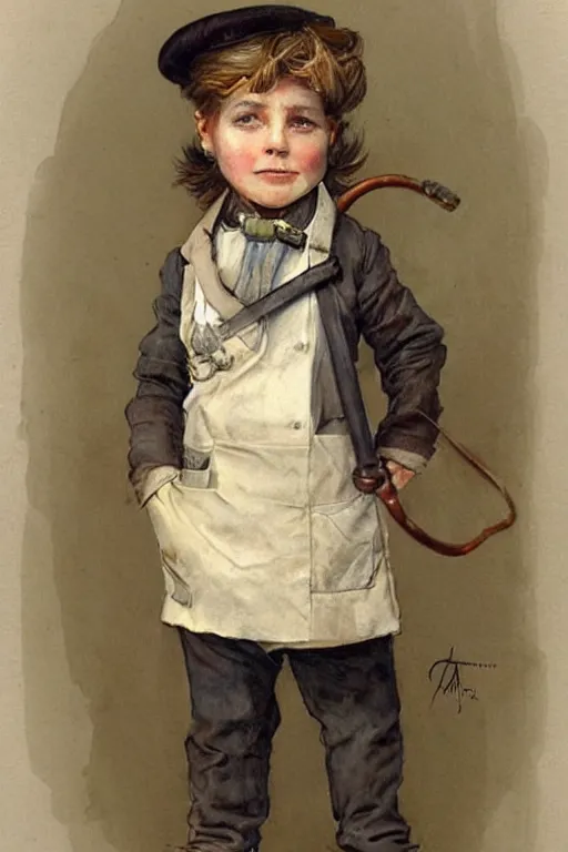 Prompt: (((((portrait of boy dressed as retro sciencepunk inventor explorer costume . muted colors.))))) by Jean-Baptiste Monge !!!!!!!!!!!!!!!!!!!!!!!!!!!