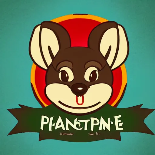 Image similar to logo for theme park involving anthropomorphic happy pine marten mascot, old disney cartoon style