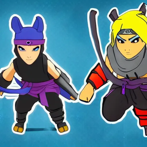 Image similar to ninja from fortnite in the style of studio ghibli