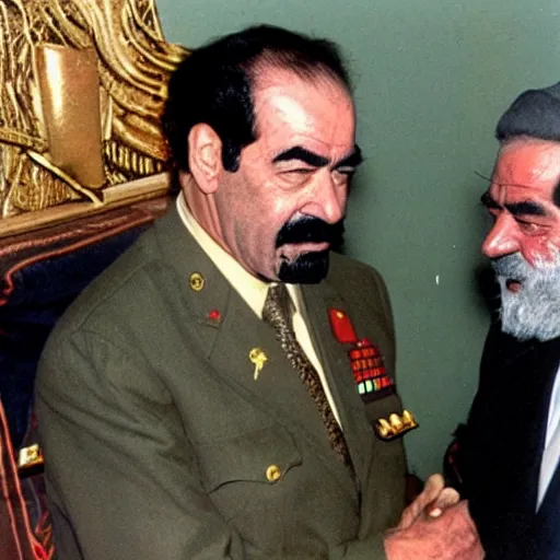 Prompt: saddam hussein meeting sauron