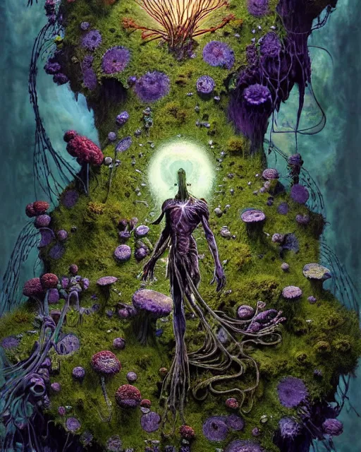 Prompt: the platonic ideal of flowers, rotting, insects and praying of cletus kasady carnage thanos dementor doctor manhattan chtulu mandelbulb spirited away lichen mandala davinci the witcher botw, d & d, fantasy, ego death, decay, dmt, psilocybin, art by greg rutkowski and anders zorn and john bauer