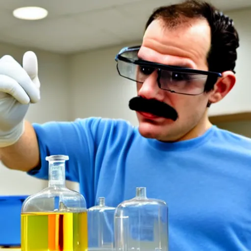 Image similar to Mario in lab doing experiments with his mushroom