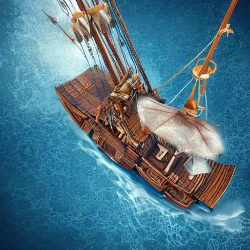 Prompt: a pirate ship in the Caribbean sea fired a Canonball, the Canonball flies right at you. Pov shot. Photorealistic, hyper complex detail. Illustration, digital art, hyper realistic, hyper detailed.