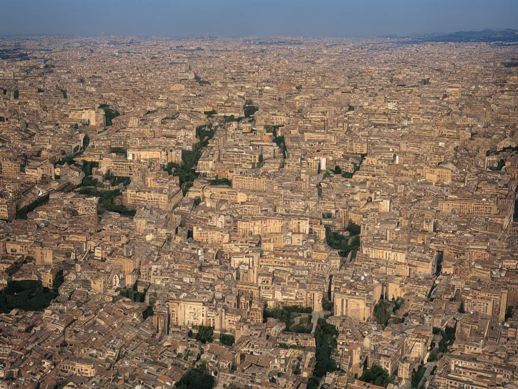 Prompt: Aerial photo of ancient Rome with modern skyscrapers