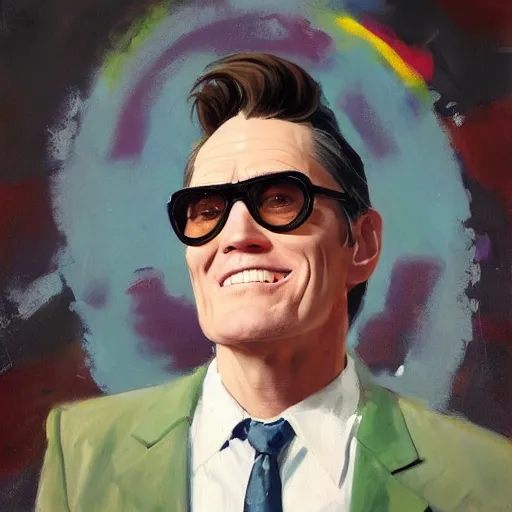 Prompt: greg manchess portrait painting of jim carrey as doctor eggman, medium shot, asymmetrical, profile picture, organic painting, sunny day, matte painting, bold shapes, hard edges, street art, trending on artstation, by huang guangjian and gil elvgren and sachin teng