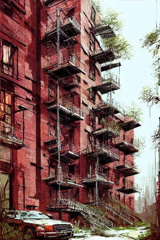 Image similar to (((((a ramshackle manhattan brick brownstone deep in the forest))))) by Sparth!!!!!!!!!!!!!!!!!!!!!!!!!!!