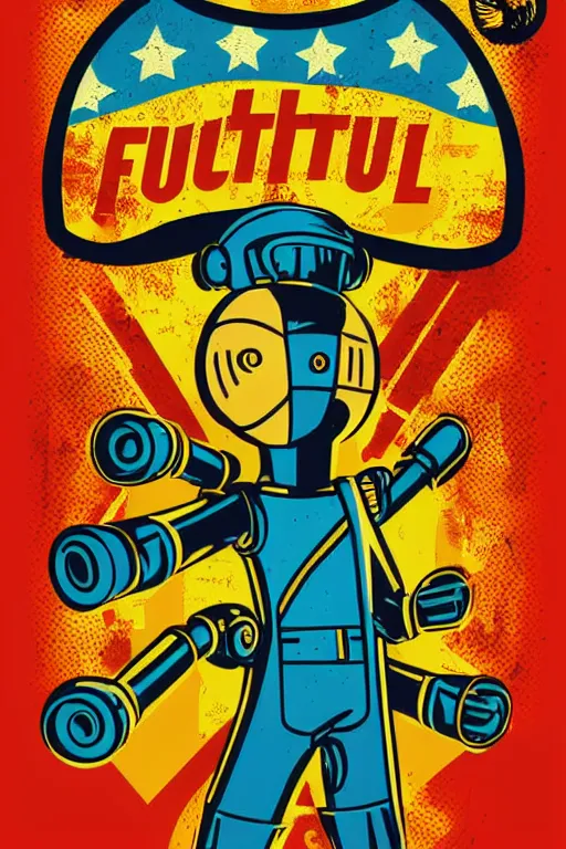 Image similar to fallout 7 6 retro futurist illustration art by butcher billy, sticker, colorful, illustration, highly detailed, simple, smooth and clean vector curves, no jagged lines, vector art, smooth andy warhol style