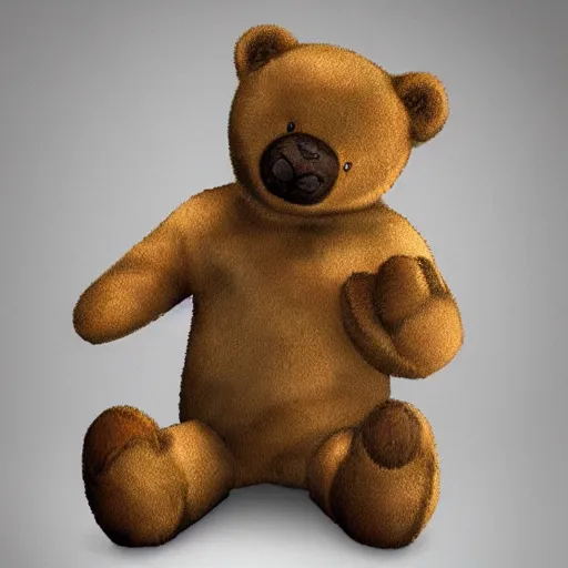 Image similar to teddy bear throwing up, photorealistic