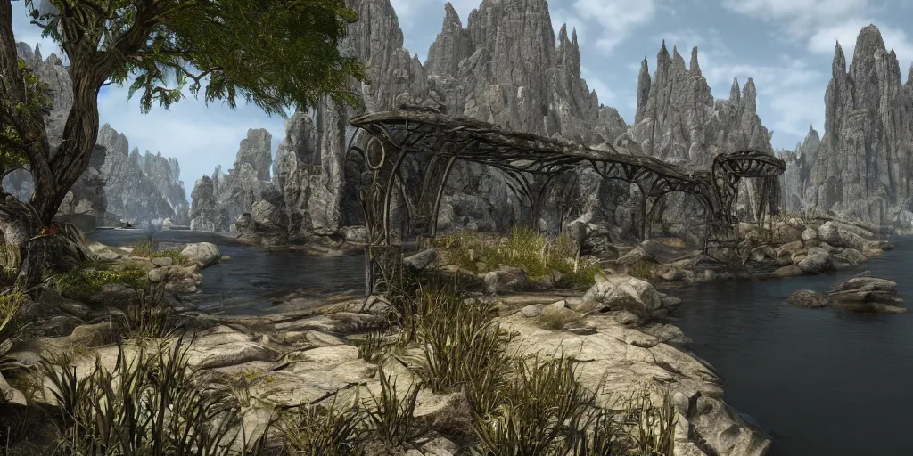Prompt: elder scrolls: Shivering Isles in unreal engine 5 realistic render highly detailed artstation 3d render.